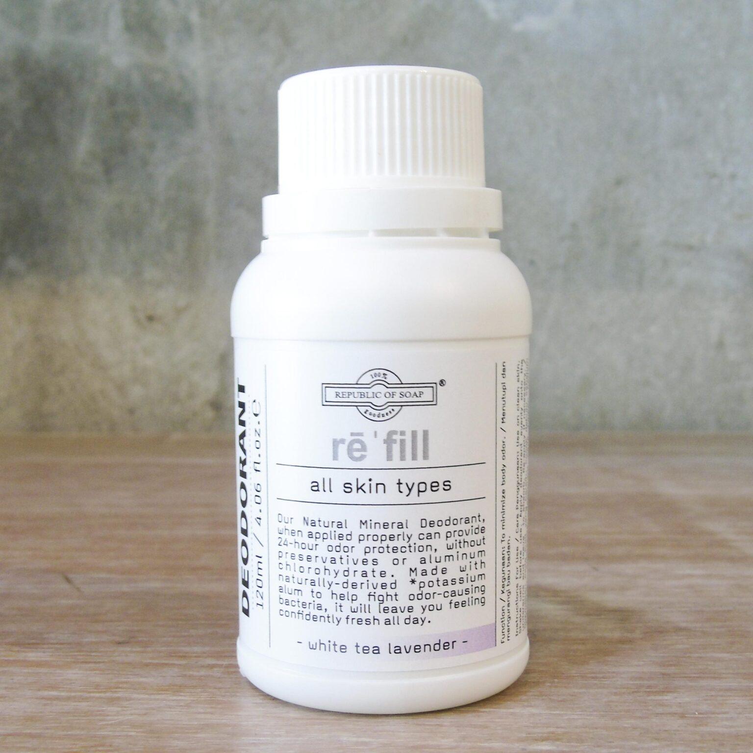 120ml REFILL for Natural Deodorant Roll On - Non - staining - no paraben - Republic of Soap