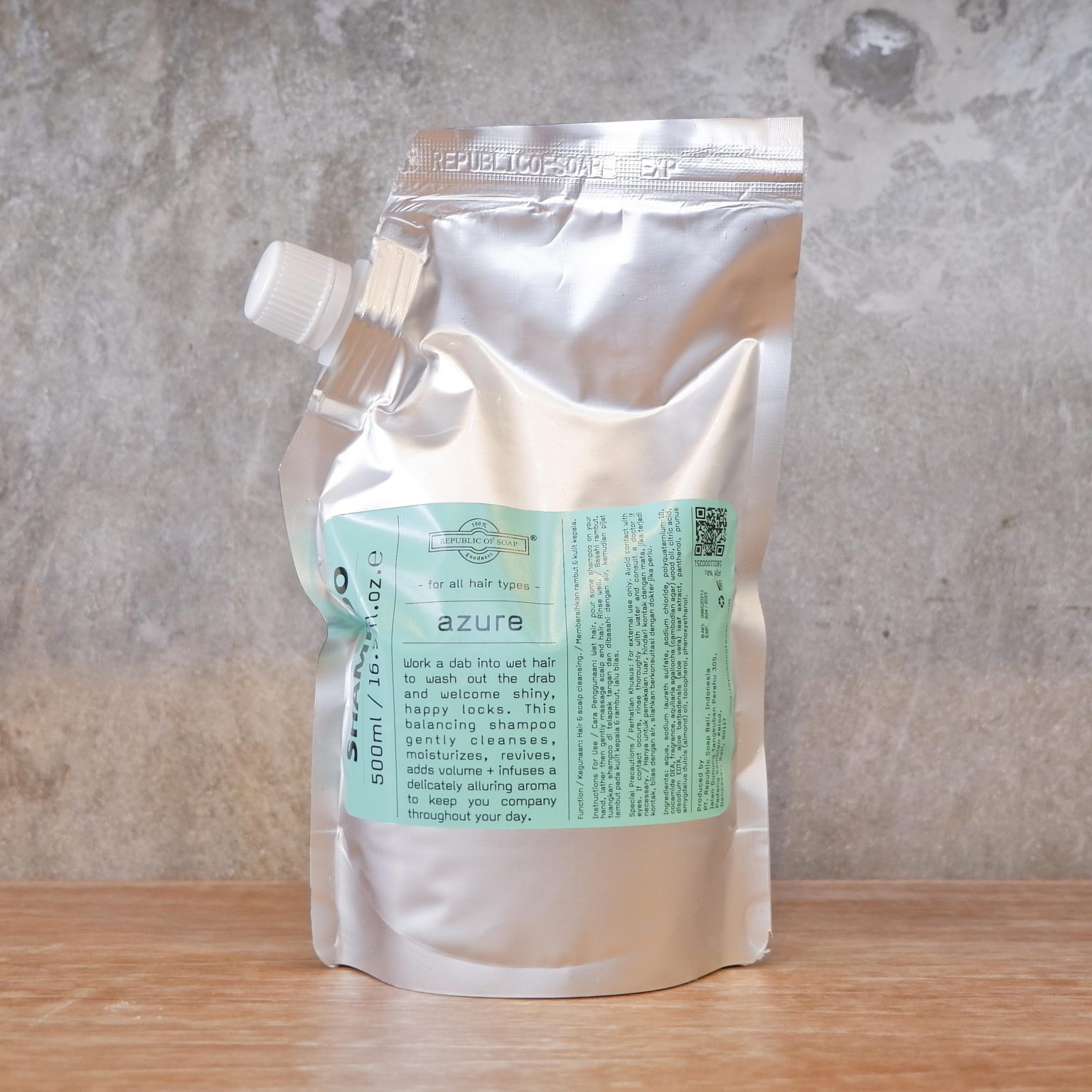 REFILL POUCH SHAMPOO 500ml - AZURE - Republic of Soap