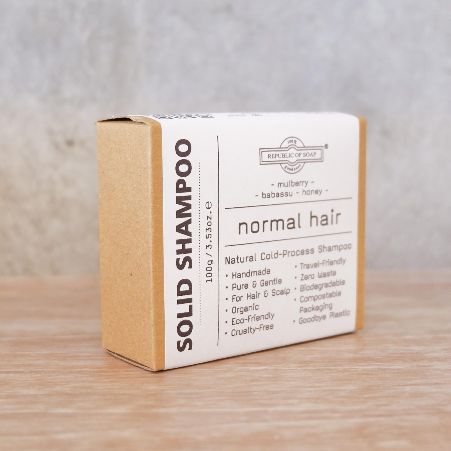 Natural Cold-Process Solid Shampoo/ Orginal for Normal Hair 125gr