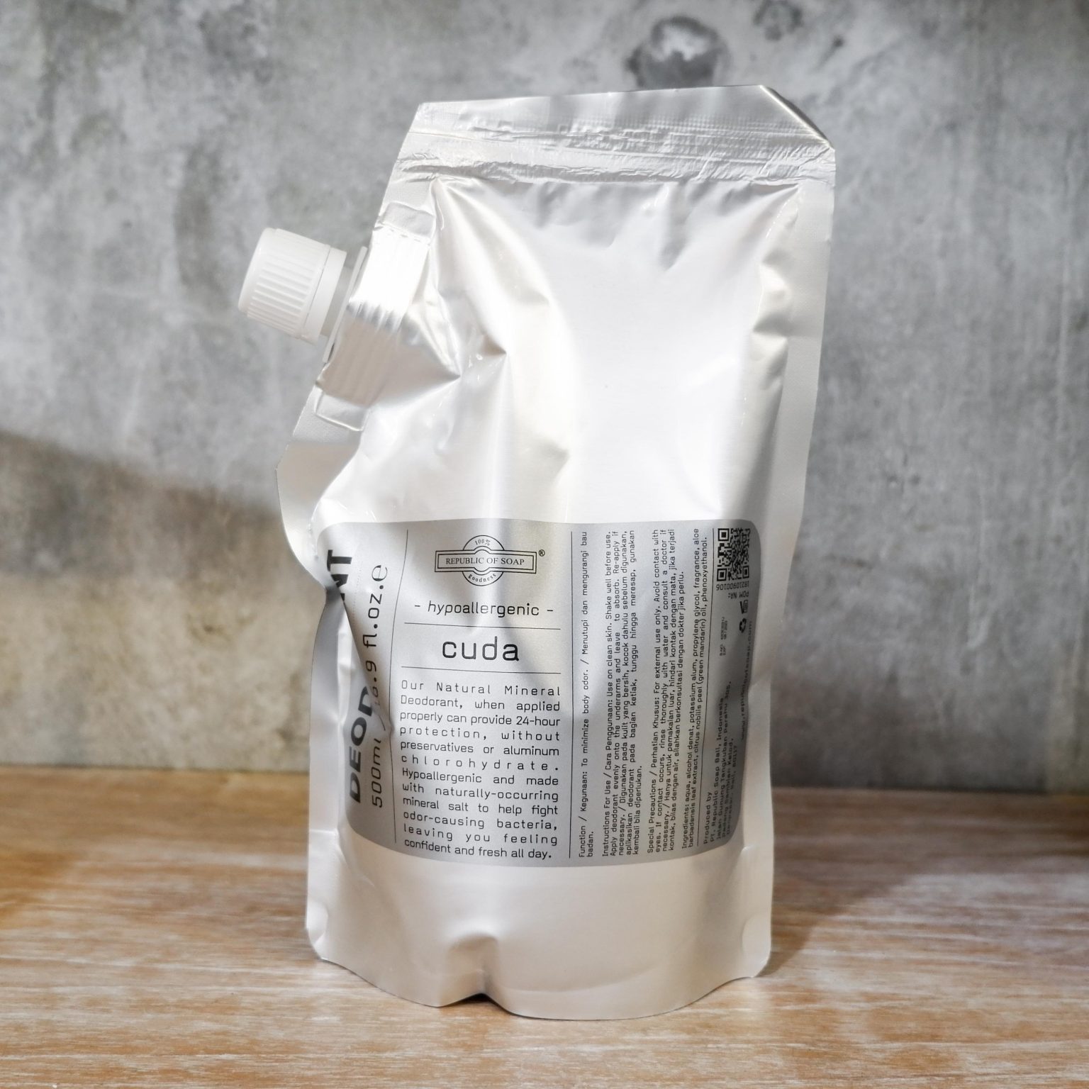 REFILL POUCH NATURAL MINERAL DEODORANT 500ml - CUDA -