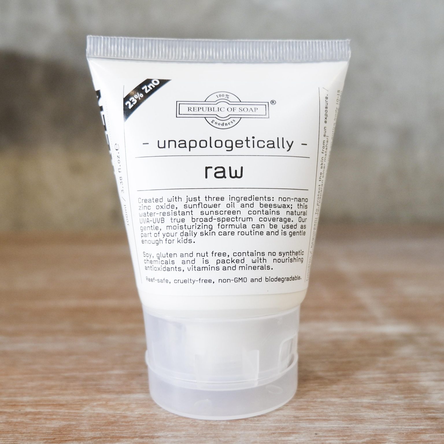 SUNSCREEN - RAW - Non-Nano Zinc UVA UVB - 100ml - Republic of Soap