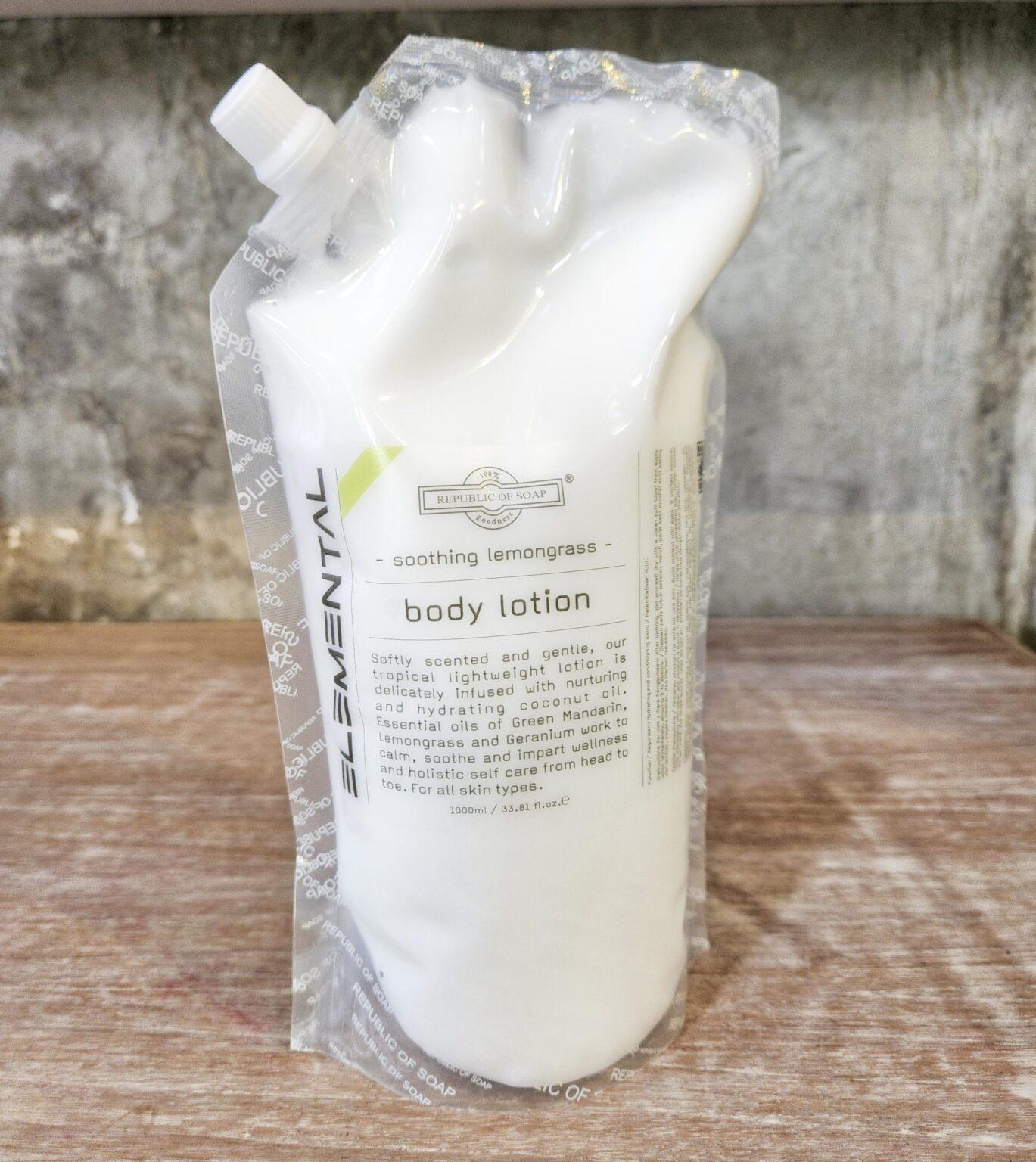 Body Lotion Soothing Lemongrass Refill Pouch 1L ELEMENTAL Collection