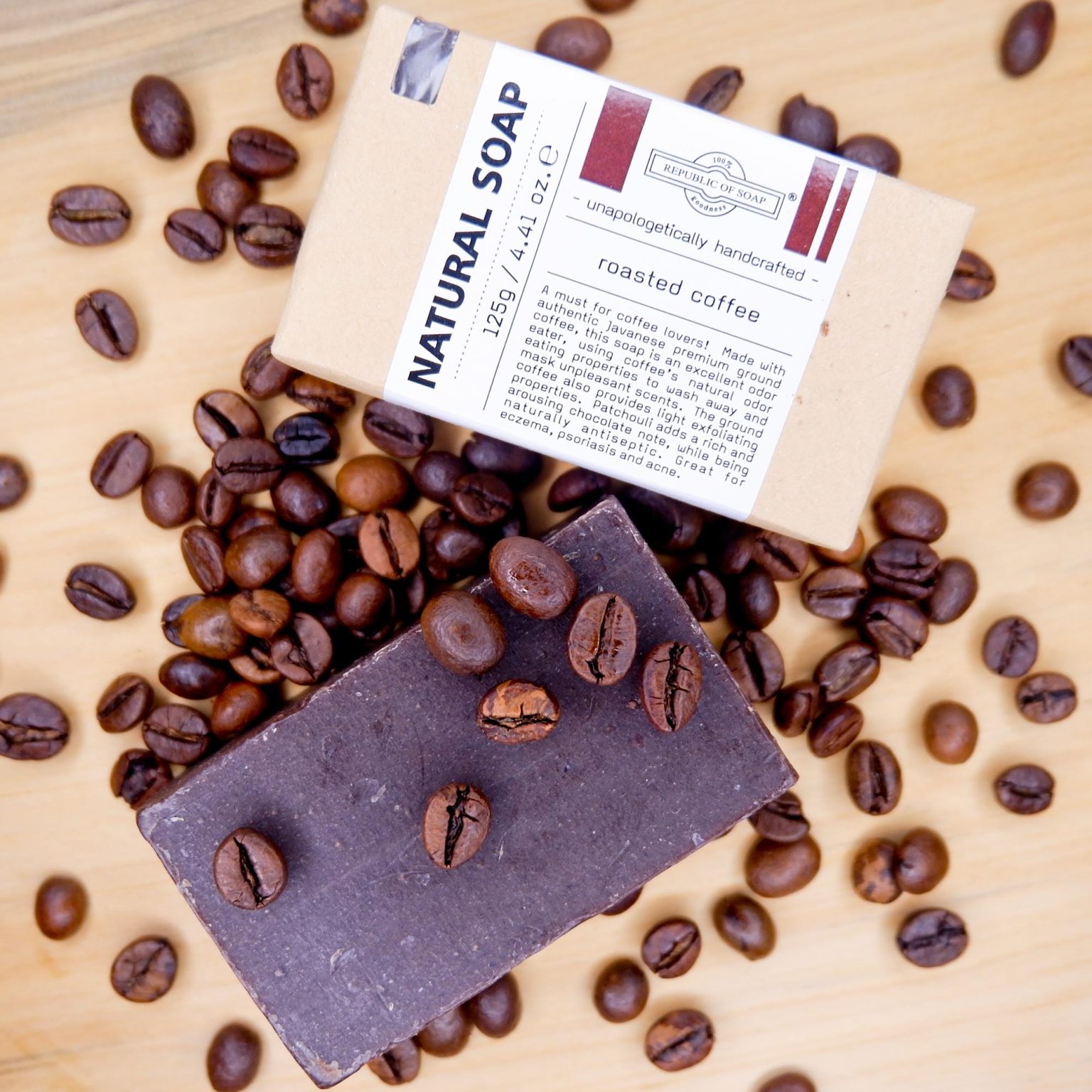 Natural Soap Bar - Roasted Coffee 125gr - Republic Of Soap