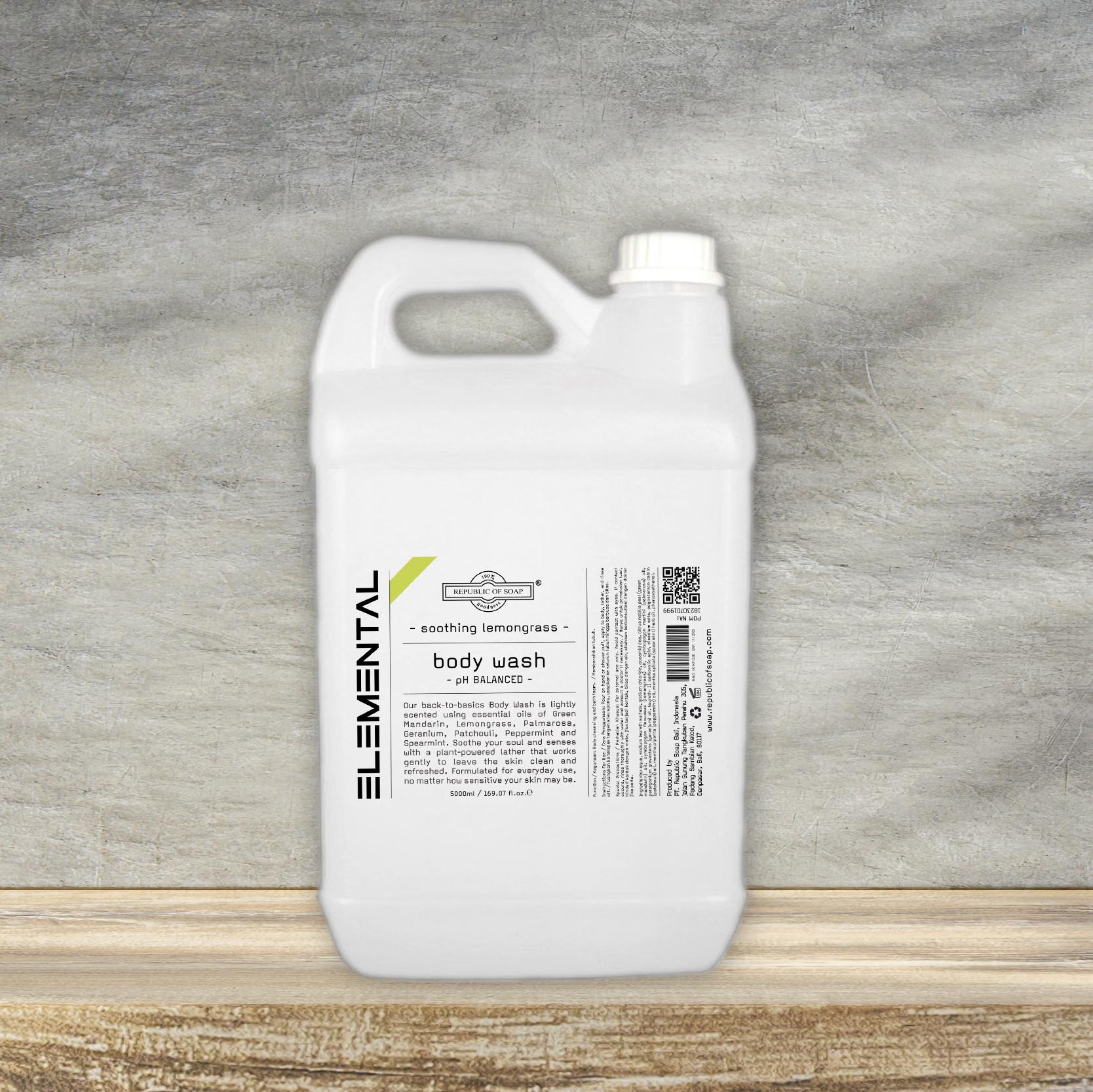 Body Wash - Soothing Lemongrass Refill Jerigen 5L ELEMENTAL Collection