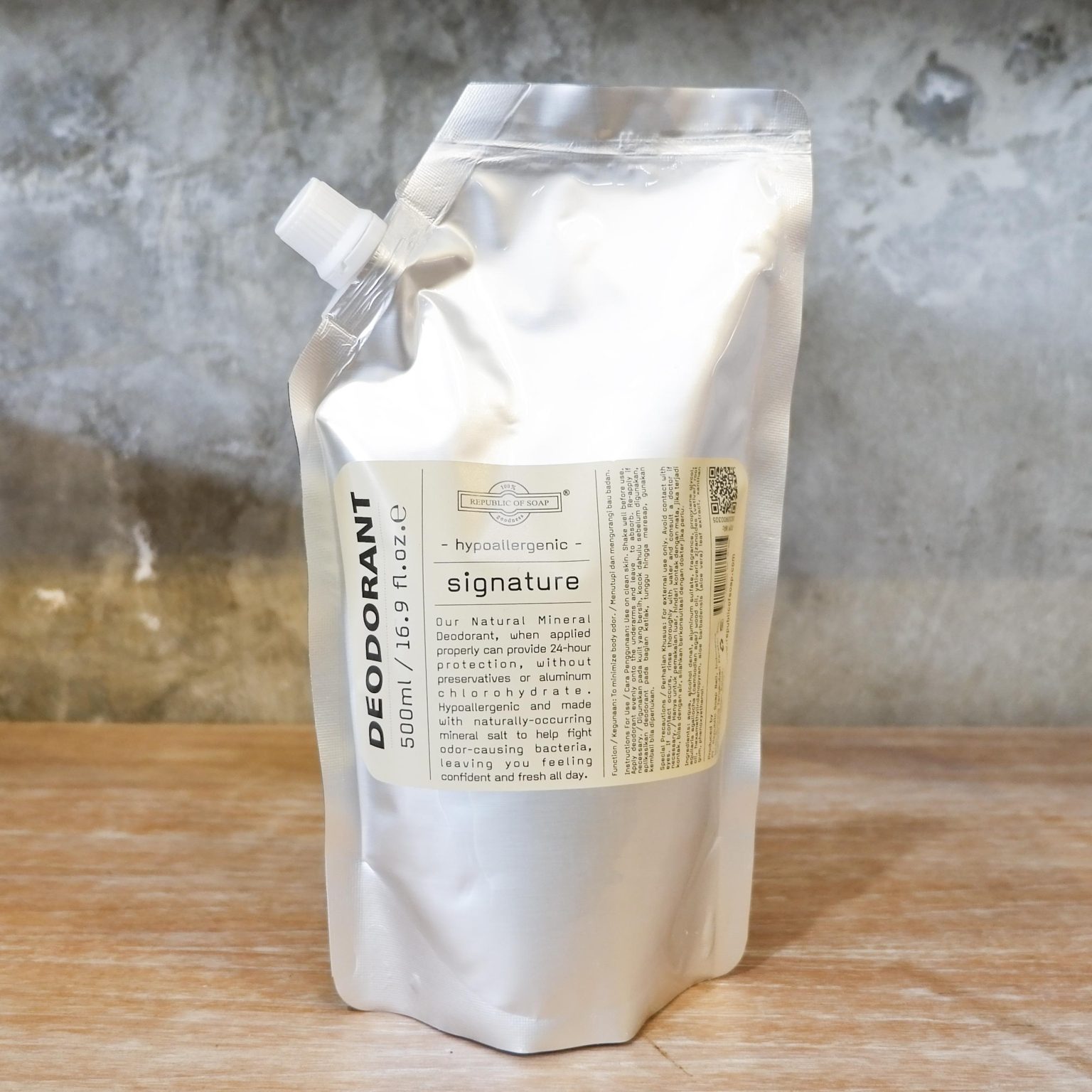 REFILL POUCH NATURAL MINERAL DEODORANT 500ml - Signature Scent -