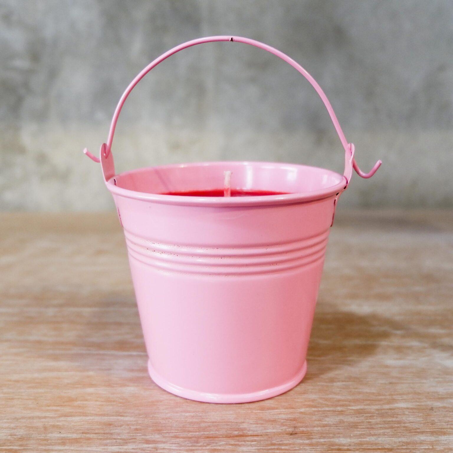 160g Candle in a Tin Bucket - Pink - Fruity Scent