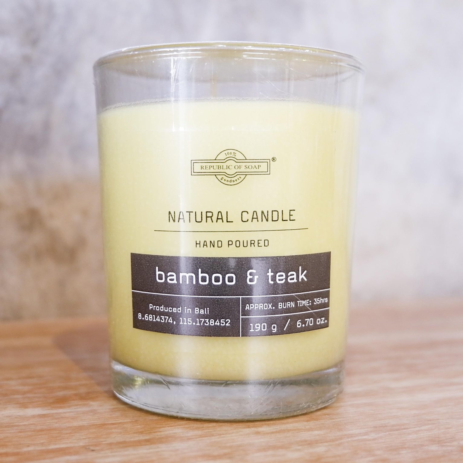 190g Scented Candle AROMATHERAPHY - Bamboo Teak- Republic of Soap