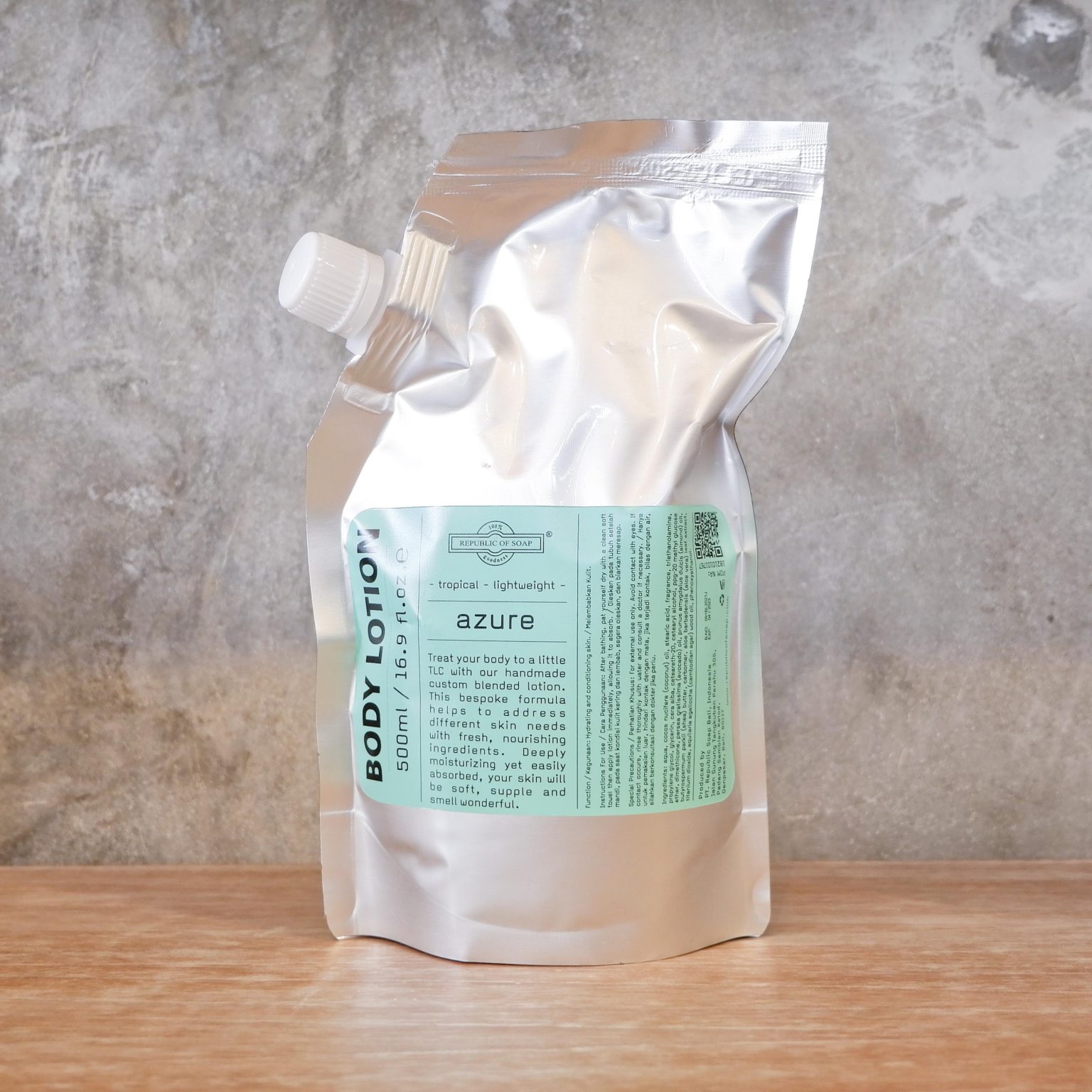 REFILL POUCH Moisturizing BODY LOTION 500ml - AZURE - Republic of Soap