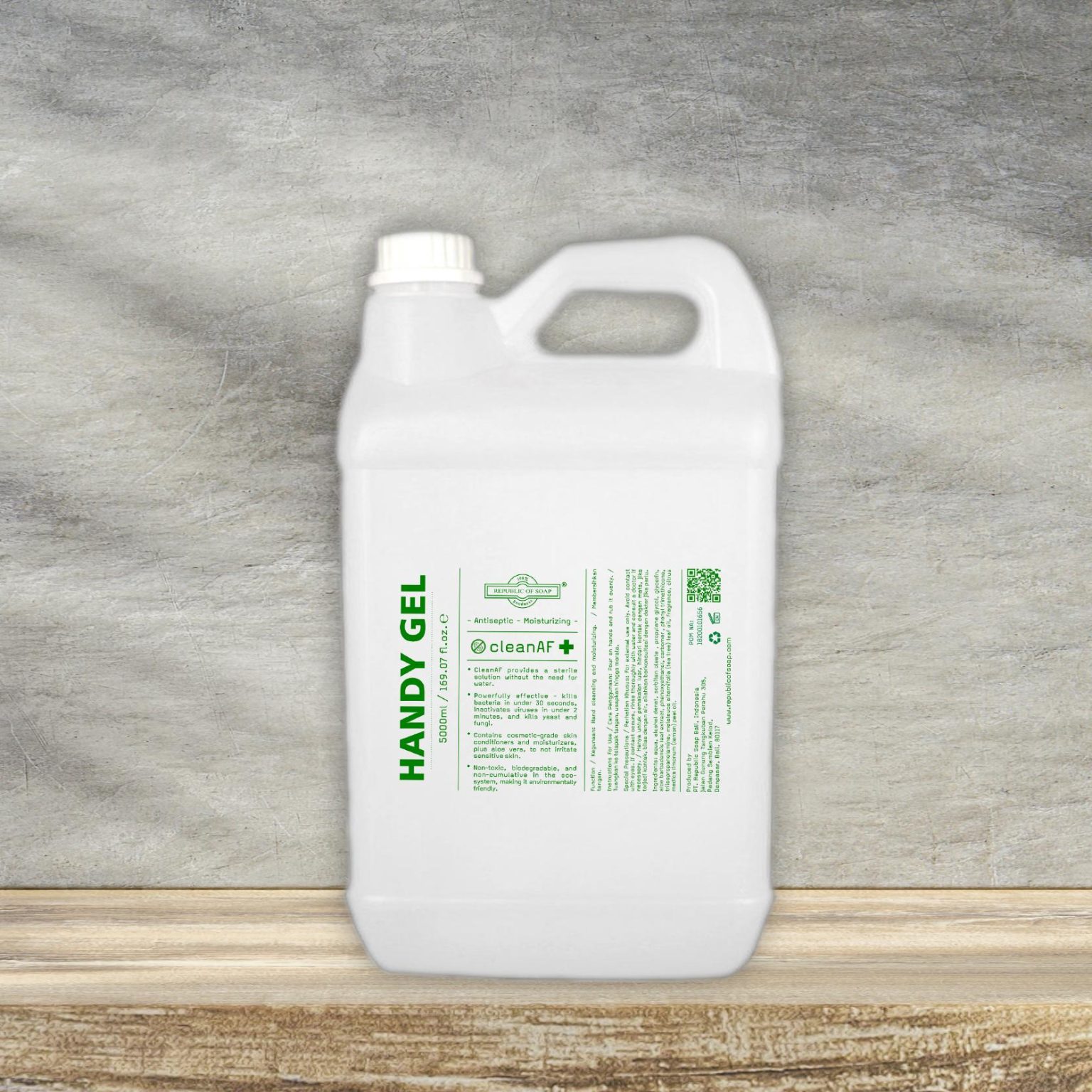 Refill 5L Handy Gel Hand Sanitizer cleanAF Jerrygen - Republic of Soap