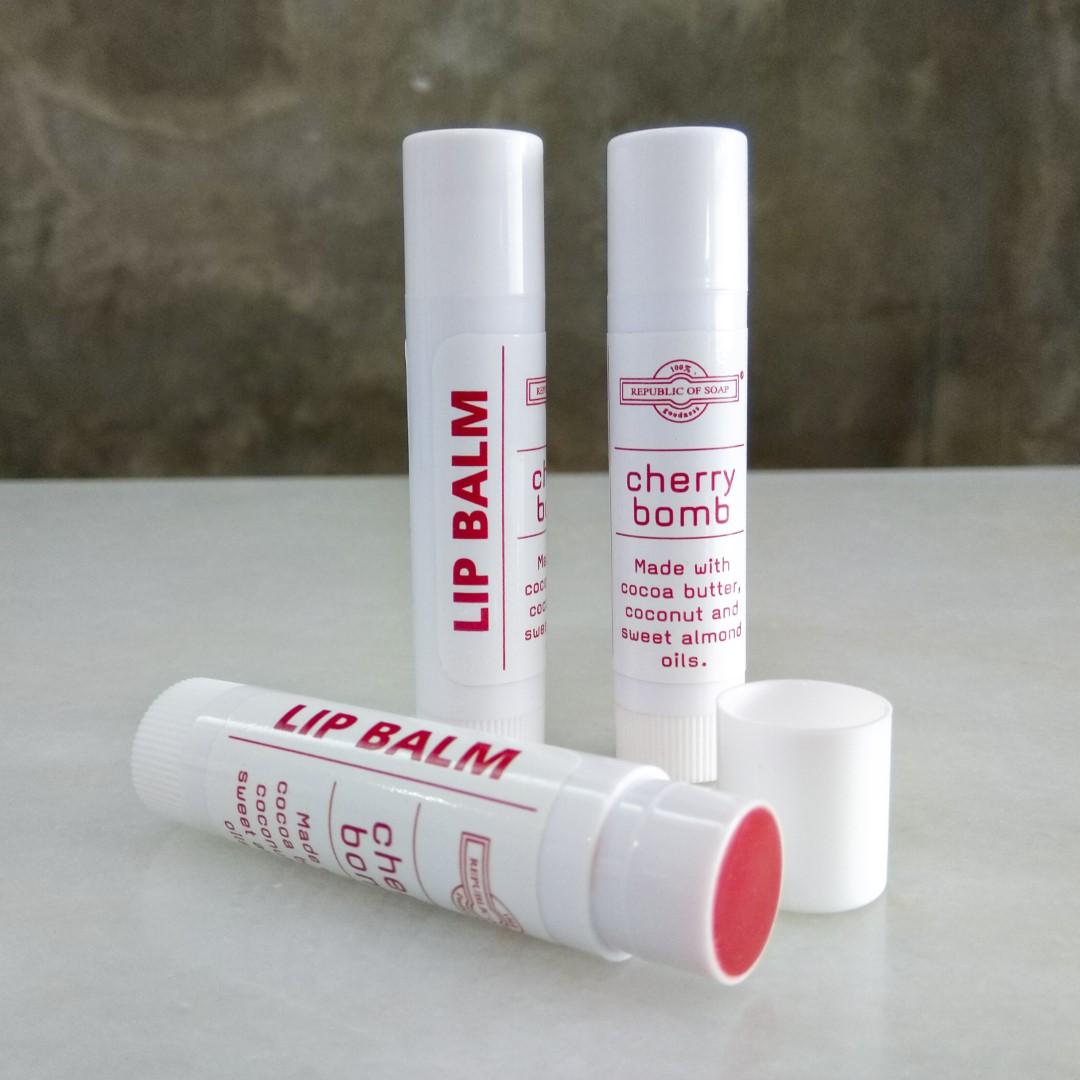 LIP BALM - Cherry  made with Cacao Butter and Coconut Oil