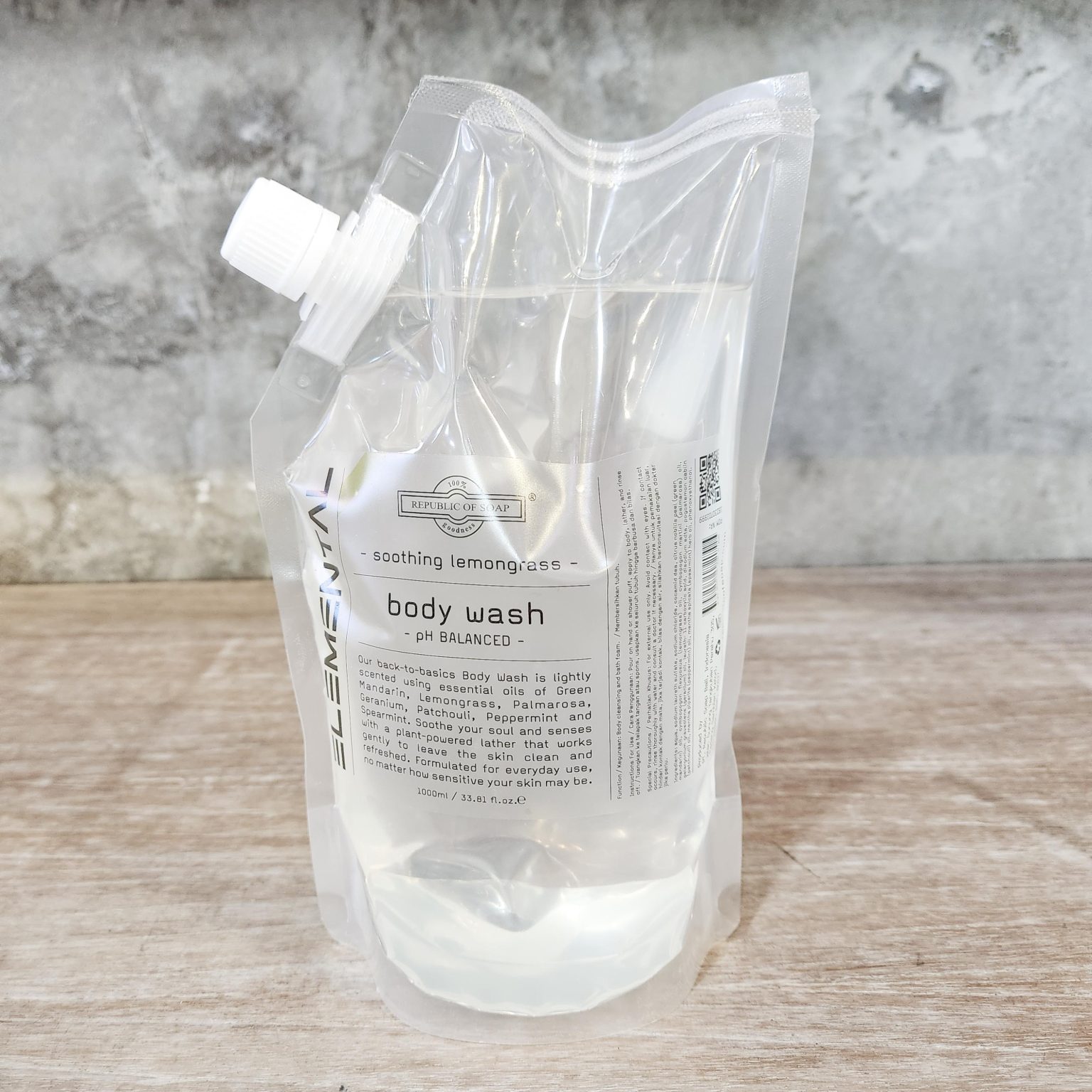 Body Wash - Soothing Lemongrass Refill Pouch 1L ELEMENTAL Collection